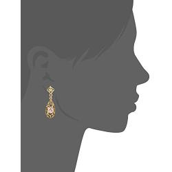 Downton Abbey Carded Gold-Tone Pink Porcelain Rose Drop Earrings