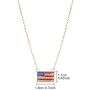 LUX ACCESSORIES Gold Tone American Flag Red Blue Crystal Rhinestones Necklace