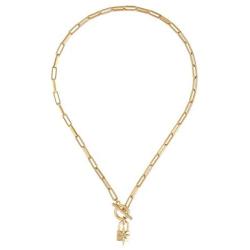 Obidos 14K Gold Plated Lock Star Dainty Toggle Necklace | Gold Necklaces for Women