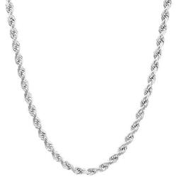 NYC Sterling Unisex Sterling Silver 3.5MM Diamond-Cut Rope Chain Necklace