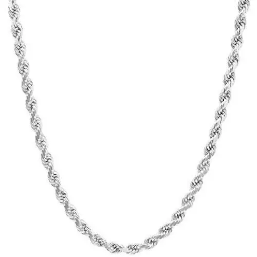 NYC Sterling Unisex Sterling Silver 3.5MM Diamond-Cut Rope Chain Necklace NYC Sterling Unisex Sterling Silver 3.5MM Diamond-Cut Rope Chain Necklace