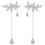 SLUYNZ 925 Sterling Silver Leaves Wrap Earrings Cuff for Women Teens Sparkling CZ Crystals Crawler Earrings Dangling Chain