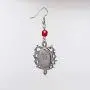Gothic Red Rose Cameo Earrings Surrounded by Thorns with Red Bead Gothic Red Rose Cameo Earrings Surrounded by Thorns with Red Bead
