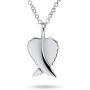 Personalize Engravable Amulet Feathered Guardian Angel Wing Heart Pendant Necklace For Women Teen Antiqued 925 Sterling Silver SM MED LG