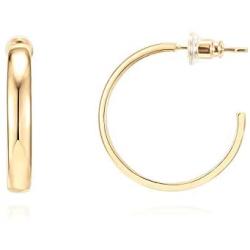 PAVOI 14K Gold Plated Silver Post Wide Flat Edge 40mm Hoop Earrings
