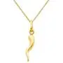 The World Jewelry Center 14k Yellow Gold Cornicello Italian Horn Pendant with 0.65mm Box Link Chain Necklace