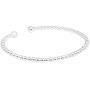 AeraVida Stylish Linked 3 mm Round Beads of .925 Sterling Silver Cuff Bangle Bracelet