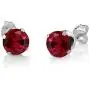 Gem Stone King 925 Sterling Silver Created Ruby Pendant and Earrings Set For Women, 2.40 Ct Round Cut With 18 Inch Silver Chain Gem Stone King 925 Sterling Silver Created Ruby Pendant and Earrings Set For Women, 2.40 Ct Round Cut With 18 Inch Silver Chain