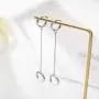 Pair Double Hoop Earrings for Women Girls 925 Sterling Silver Small Huggie Dangle Slave Chain Drop Second Hole Helix Post Multiple Studs Lobe Piercing Cuff Cartilage Men Personalized Jewelry Goth Punk