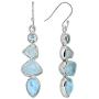 YoTreasure 2'' Raw Blue Topaz Larimar Solid 925 Sterling Silver Dangle Earrings