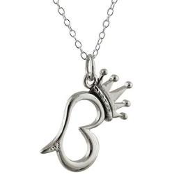 FashionJunkie4Life Sterling Silver Queen B with Crown and Stinger Pendant Necklace, 18'' Chain, Queen Bee