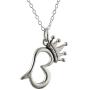 FashionJunkie4Life Sterling Silver Queen B with Crown and Stinger Pendant Necklace, 18'' Chain, Queen Bee