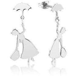 Mary Earrings - Poppins Silver Flying Umbrella Fashion Jewelry for Women