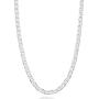 Miabella Solid 925 Sterling Silver Italian 3mm, 4mm, 6mm, 7mm Diamond-Cut Solid Flat Mariner Link Chain Necklace for Women Men, 16-30 Inch Made in Italy