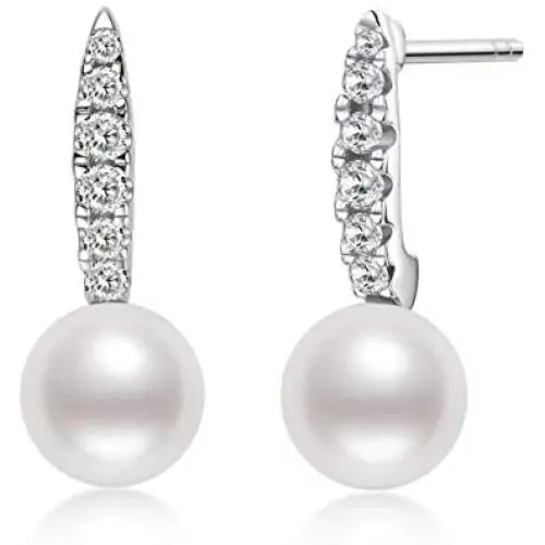 Pearl Dangle Drop Earrings Freshwater Cultured White Pearl Sterling Silver Stud Drop Earrings Pearl Jewelry Gifts for Women Girls Wife Pearl Dangle Drop Earrings Freshwater Cultured White Pearl Sterling Silver Stud Drop Earrings Pearl Jewelry Gifts for Women Girls Wife