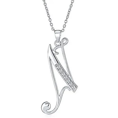 Abc Cubic Zirconia Pave CZ Cursive Script Letter Alphabet Initial Pendant Necklace For Teen Women 925 Sterling Silver Abc Cubic Zirconia Pave CZ Cursive Script Letter Alphabet Initial Pendant Necklace For Teen Women 925 Sterling Silver