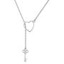 Presentski 925 Sterling Silver Y Lariat Necklace Chain Valentines Day Gift with Infinity Key Pendant,Love Heart Necklaces for Women Girls