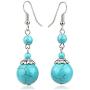 Heavstjer Fashion Piercing Jewelry Turquoise Ball Teardrop Dangle Drop Earrings