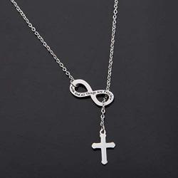 WUSUANED with God All Things are Possible Infinity Cross Necklace Bracelet Religious Jewelry Inspirational Gift