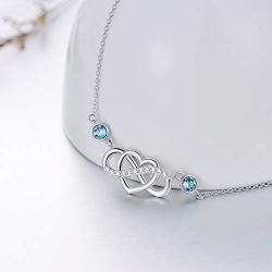 AOBOCO Infinity Heart Necklace for Women 925 Sterling Silver Endless Love Pendant Necklace with Austrian Crystals