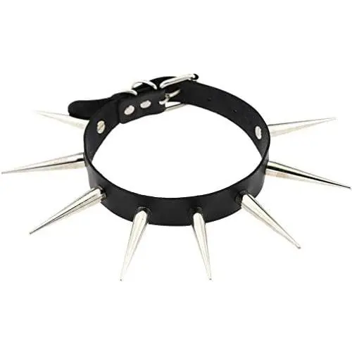 FM FM42 Unisex Simulated Leather PU Punk Rock Gothic Black-Tone/Silver-Tone Very Long 5.5cm(2.16'') Spikes Rivets Choker Collar Necklace (16 Colors) FM FM42 Unisex Simulated Leather PU Punk Rock Gothic Black-Tone/Silver-Tone Very Long 5.5cm(2.16'') Spikes Rivets Choker Collar Necklace (16 Colors)