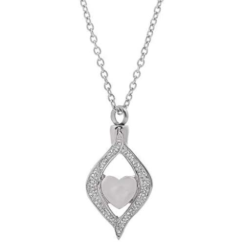 Crystal Teardrop Heart Cremation Urn Pendant Memorial Necklace Stainless Steel Ashes Holder Keepsake Jewelry