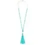 Bohemian Tassel Pendant Beaded Long Statement Necklace - Sparkly Crystal Bead Boho Teardrop, Natural Stone, Silky Thread Fringe Bohemian Tassel Pendant Beaded Long Statement Necklace - Sparkly Crystal Bead Boho Teardrop, Natural Stone, Silky Thread Fringe