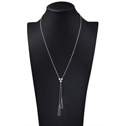 YinShan Mothers Day Jewelry Dainty Lariat Necklaces Y Necklace Adjustable Long Chain 30 Inches Sweater Chain 925 Sterling Silver Jewelry for Women Girls Easter Gifts