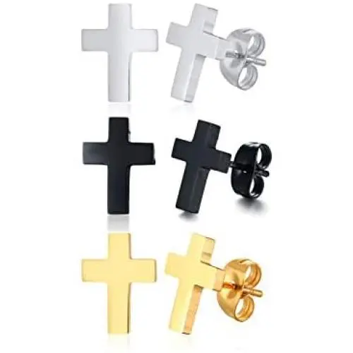VNOX Stainless Steel Christian Mini Cross Stud Earring Huggie Hoop Earrings for Men Women VNOX Stainless Steel Christian Mini Cross Stud Earring Huggie Hoop Earrings for Men Women