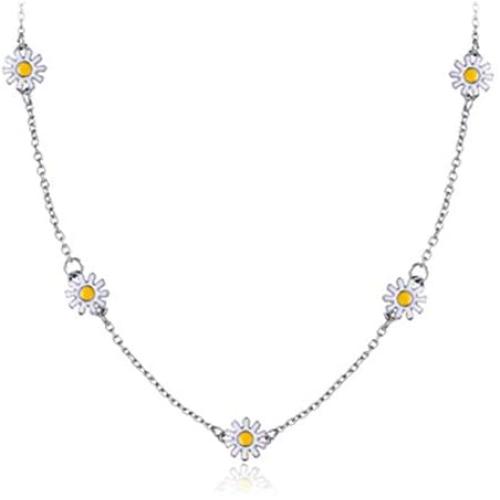 Sunflower Daisy Choker Necklace for Women Small Yellow Flower Blossom Floral Statement Necklace Girls Valentines Day Christmas Jewelry