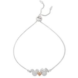 Disney Jewelry, Mickey and Minnie Mouse Sterling Silver Pave Cubic Zirconia Lariat Bracelet