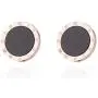 Arain Titanium Steel Stud earring Two Tone Round Black Disc Charm Dangle Drop Earrings Hypoallergenic Fashion Earrings for Women Girls Arain Titanium Steel Stud earring Two Tone Round Black Disc Charm Dangle Drop Earrings Hypoallergenic Fashion Earrings for Women Girls