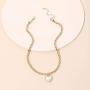 BG BENGAA Dainty Imitation Pearl Heart Necklace-18K Gold Plated Heart Pendant Necklace for Women Girls