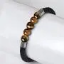 Mens Leather Bracelet with Tigers Eye Gemstone Stainless Steel Leather Braided Bracelet with Magnetic Clasp Mens Leather Bracelet with Tigers Eye Gemstone Stainless Steel Leather Braided Bracelet with Magnetic Clasp