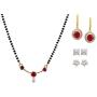 Efulgenz Fashion Jewelry Set of Indian CZ Mangalsutra Pendant Necklace Stud & Hoop Earrings