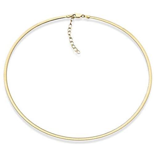 MiaBella Solid 18K Gold Over Sterling Silver Italian 2mm or 2.5mm Dome Omega Link Chain Necklace for Women 16+2 Adjustable Length 925 Made in Italy