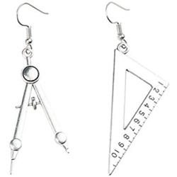 RUIZHEN Unique Asymmetrical Math Compass Triangle Ruler Students Dangle Earrings Math Teacher Jewelry