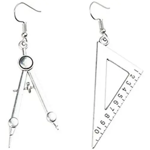 RUIZHEN Unique Asymmetrical Math Compass Triangle Ruler Students Dangle Earrings Math Teacher Jewelry RUIZHEN Unique Asymmetrical Math Compass Triangle Ruler Students Dangle Earrings Math Teacher Jewelry