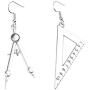 RUIZHEN Unique Asymmetrical Math Compass Triangle Ruler Students Dangle Earrings Math Teacher Jewelry