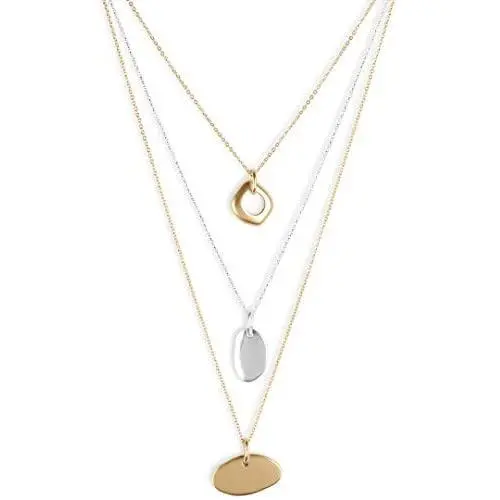 Lucky Brand Modern Metal Layer Necklace, Two Tone Lucky Brand Modern Metal Layer Necklace, Two Tone