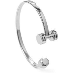 Cuff Dumbbell bracelet Rhodium fitness jewelry fitness gift fitness bracelet fitlife bracelet barbell fit