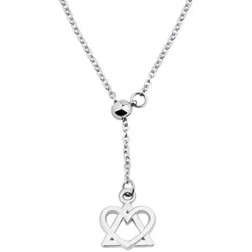 WUSUANED Intertwined Heart And Triangle Adoption Symbol Pendant Y Necklace Adoption Jewelry Gift For Stepmom Stepdaughter