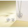 FANCIME Sterling Silver Irish Celtic Knot Love Heart Earrings/Pendant Necklace Small Earrings Triangle Vintage Dainty Fine Jewelry Set Gifts for Mom Women Teen Girls