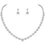 WeimanJewelry White Gold/Gold/Rose Gold Plated Women Cubic Zirconia Round Cut CZ Bridal Necklace and Drop Earring Set for Bride Wedding