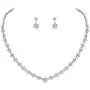WeimanJewelry White Gold/Gold/Rose Gold Plated Women Cubic Zirconia Round Cut CZ Bridal Necklace and Drop Earring Set for Bride Wedding