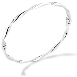 Miabella 925 Sterling Silver Italian Oval Hinged Twist Bangle Bracelet for Women Teen Girls 6.75 to 8 Inch Made in Italy