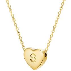 Dainty Initial Necklace Letters A to Z 26 Alphabet Heart Pendant Necklace 18K Real Gold Plated Personalized Necklace for Women for Her