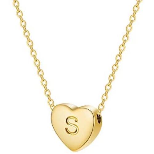 Dainty Initial Necklace Letters A to Z 26 Alphabet Heart Pendant Necklace 18K Real Gold Plated Personalized Necklace for Women for Her