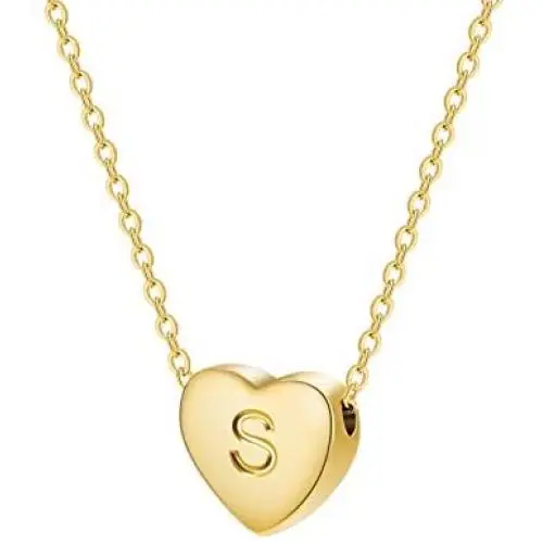 Dainty Initial Necklace Letters A to Z 26 Alphabet Heart Pendant Necklace 18K Real Gold Plated Personalized Necklace for Women for Her Dainty Initial Necklace Letters A to Z 26 Alphabet Heart Pendant Necklace 18K Real Gold Plated Personalized Necklace for Women for Her