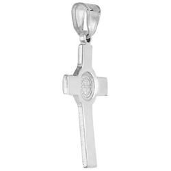 1 1/4 inch Sterling Silver Protestant St Benedict Cross Necklace Without Christ High Polished, 18-30 inch Cuban Chain